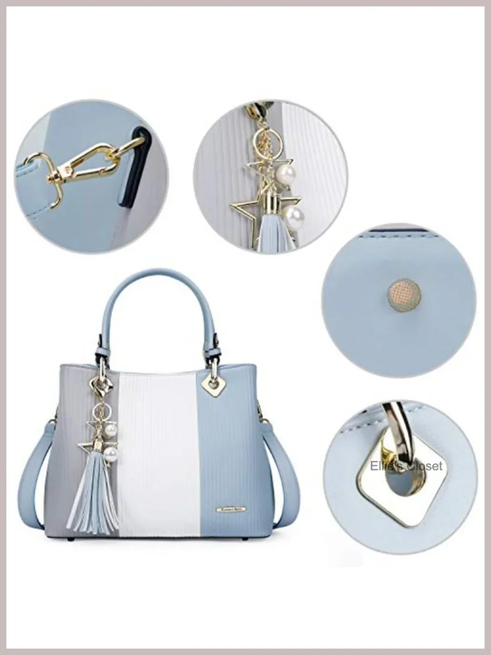 Women's Top-Handle Satchel Bag with Multiple Pockets PU Leather 3 Colors